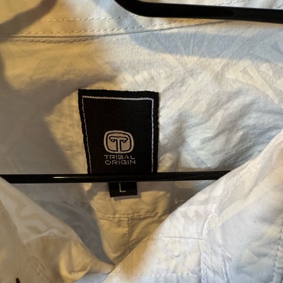 Tribal Origin White Tribal Print Casual Button Down Shirt - Picture 3 of 4